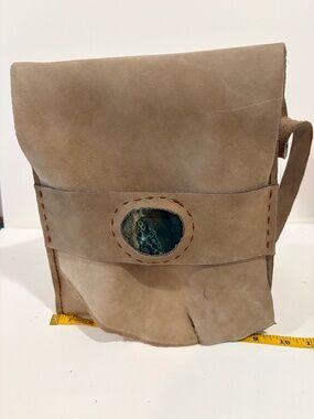 Handmade Leather Convertible Backpack Crossbody Ocean Jasper Gemstone 1ofkind